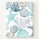 Seashell Starfish Muster Blau und Aquamariner Name Notizblock (Rückseite)