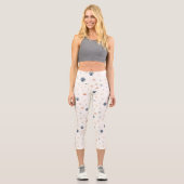 Seashell Starfish Nahtloses Muster Capri Leggings (Vorderseite)
