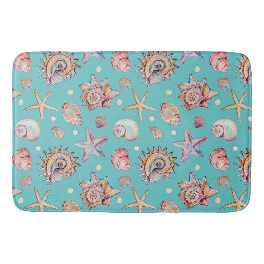 Seashell & Starfish Pattern Strandvillen Badematte (Vorderseite)