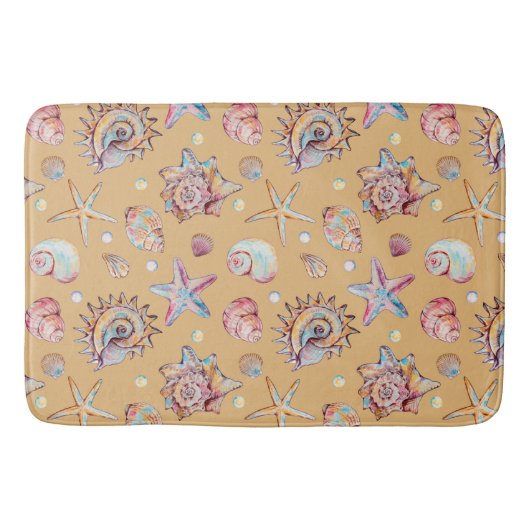 Seashell & Starfish Pattern Strandvillen Badematte (Vorderseite)