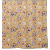 Seashell & Starfish Pattern Strandvillen Duschvorhang (Vorderseite)