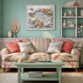 Seashell Starfish Pearls Sand Beach Summer, Poster