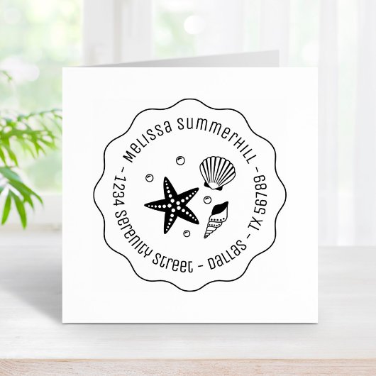 Seashell Starfish Pearls Wavy-Adresse Gummistempel