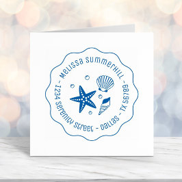 Seashell Starfish Pearls Wavy-Adresse Permastempel