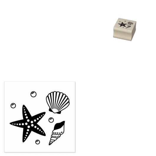 Seashell Starfish Perlen 1x1 Gummistempel (Stempel)