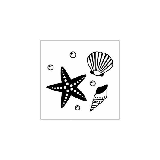 Seashell Starfish Perlen 1x1 Gummistempel (Prägung)