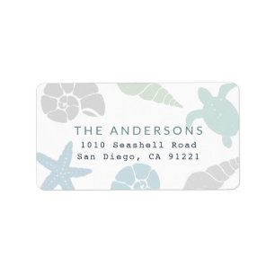 Seashell Starfish Sea Turtle Address Label Adressaufkleber