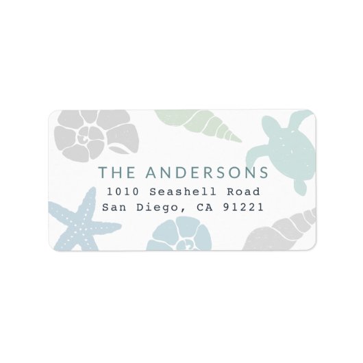 Seashell Starfish Sea Turtle Address Label Adressaufkleber (Vorne)