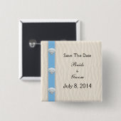Seashell-Strand-Hochzeit Save the Date Button (Vorne & Hinten)