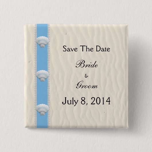 Seashell-Strand-Hochzeit Save the Date Button (Vorderseite)