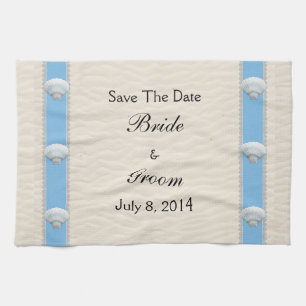 Seashell-Strand-Hochzeit Save the Date Handtuch