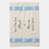 Seashell-Strand-Hochzeit Save the Date Handtuch (Vertikal)