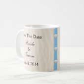 Seashell-Strand-Hochzeit Save the Date Kaffeetasse (Vorderseite Links)