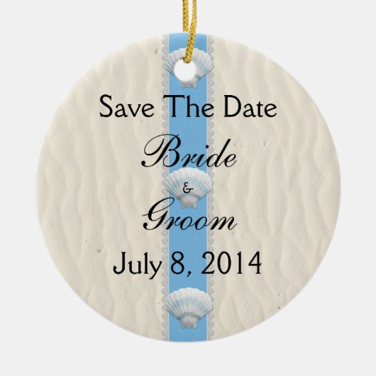 Seashell-Strand-Hochzeit Save the Date Keramik Ornament (Vorne)