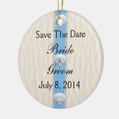 Seashell-Strand-Hochzeit Save the Date Keramik Ornament (Links)
