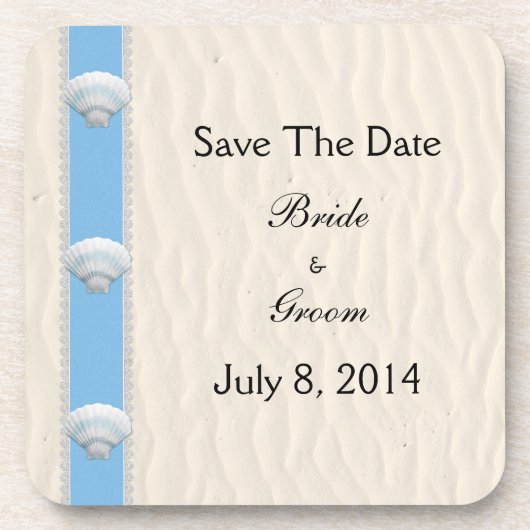 Seashell-Strand-Hochzeit Save the Date Untersetzer (Vorderseite)