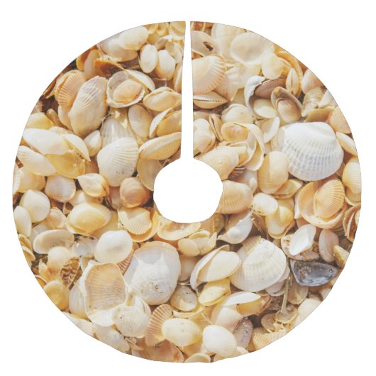 Seashell strukturierte Sommer Strand Hintergrund. Polyester Weihnachtsbaumdecke (Vorderseite)