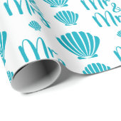 Seashell Summer Wedding White Background Nahtlos Geschenkpapier (Rolleneckpunkt)