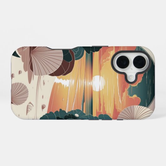 Seashell Sunset Beach iPhone 16 Hülle (Rückseite (Horizontal))