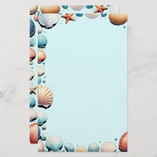 Seashell Symphony Stationery Briefpapier (Vorne/Hinten)