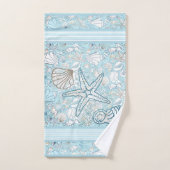 Seashell Szene mit blauem Hintergrund Badhandtuch Set (Handtuch)