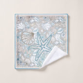 Seashell Szene mit Taupe Background Badetuch Badhandtuch Set (Waschlappen)