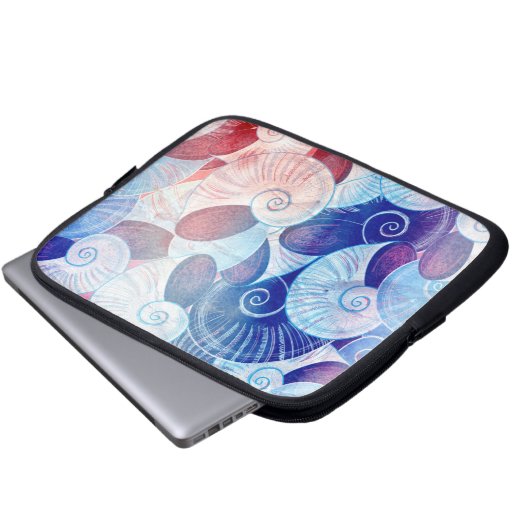 Seashell-Szenen-Muster Laptopschutzhülle (Vorne Knopf)