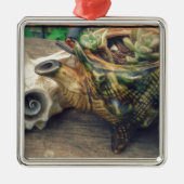 Seashell Tea Kettle mit Sukkulenten gepflanzt Ornament Aus Metall (Vorne)