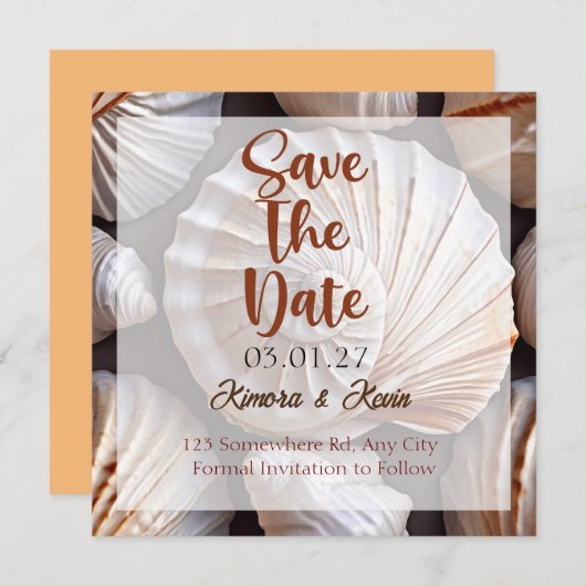 Seashell Theme Personalisiert Save the Date-Karte Save The Date (Vorne/Hinten)