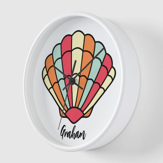 Seashell Themed Wall Clock Muschel Personalisiert Uhr (Winkel)