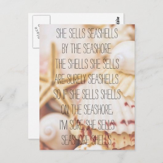 Seashell Tongue Twister Vertical Postcard Postkarte (Vorne/Hinten)
