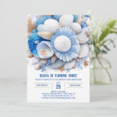 Seashell Treasures Boy Birthday Einladung (Stehend Vorderseite)