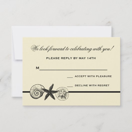 Seashell Treasures Wedding Response Card RSVP Karte (Vorderseite)