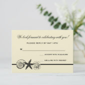 Seashell Treasures Wedding Response Card RSVP Karte (Stehend Vorderseite)