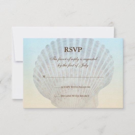 Seashell Tropical Beach Wedding Response Card RSVP Karte (Vorderseite)