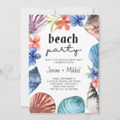 Seashell Tropical Blume Verlobung Beach Party Einladung (Vorderseite)