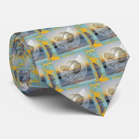 Seashell u. Brandung - Cape Cod Massachusetts Krawatte (Gerollt)