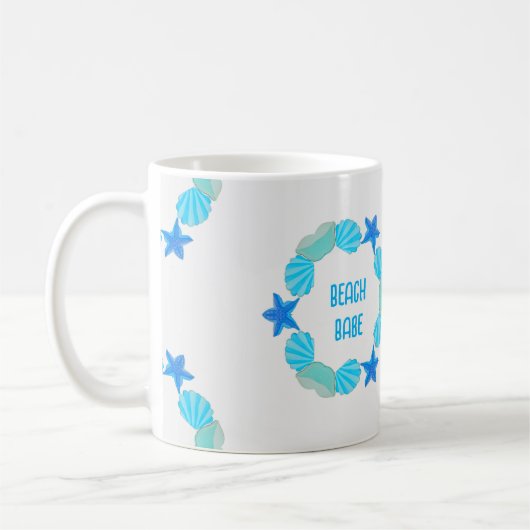 Seashell umkreist Strandbabe oder individuelle Nam Kaffeetasse (Links)