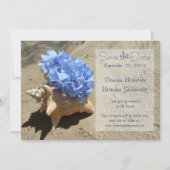 Seashell und Hydrangea Save the Date (Vorderseite)