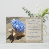 Seashell und Hydrangea Save the Date (Stehend Vorderseite)