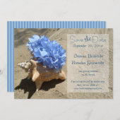 Seashell und Hydrangea Save the Date (Vorne/Hinten)