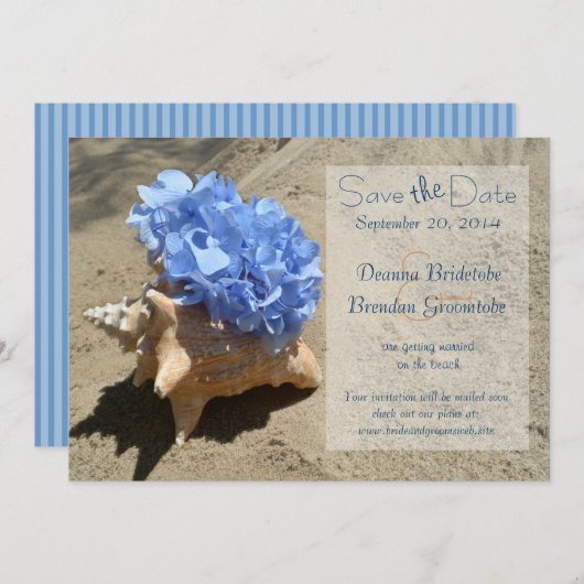 Seashell und Hydrangea Save the Date (Vorne/Hinten)