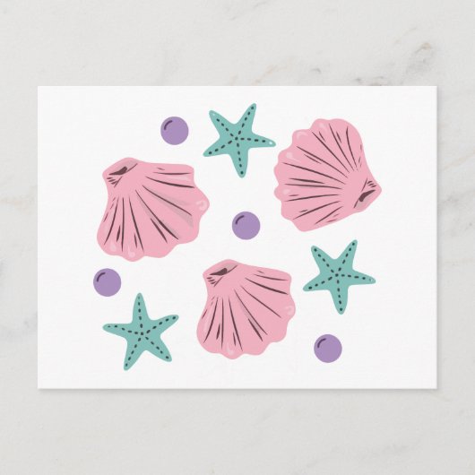 Seashell und Seesternen Feiertagspostkarte (Vorderseite)
