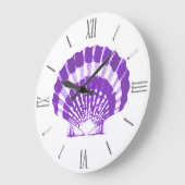 Seashell - Veilchen und Weiß Große Wanduhr (Winkel)