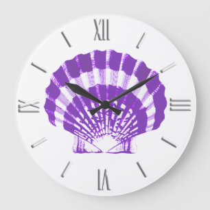 Seashell - Veilchen und Weiß Große Wanduhr