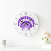 Seashell - Veilchen und Weiß Große Wanduhr (Zuhause)