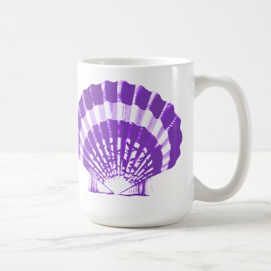 Seashell - violett und weiß kaffeetasse (Rechts)