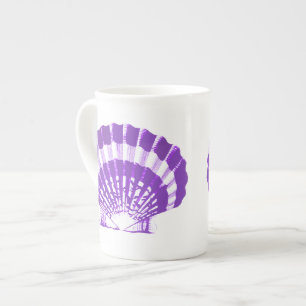 Seashell - violett und weiß porzellantasse