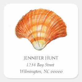 Seashell Wassercolor Nautcal-Adresse Quadratischer Aufkleber