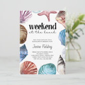 Seashell Watercolor Bachelorette Beach Weekend Einladung (Stehend Vorderseite)